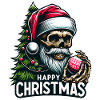 Weihnachtsmann Skull mit Christbaumkugel