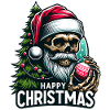 Weihnachtsmann Skull mit Christbaumkugel