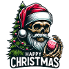 Weihnachtsmann Skull mit Christbaumkugel