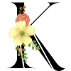 Elegant letter 'K' with flowers