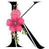 Elegant letter 'K' with flowers