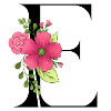Elegant letter 'E' with flowers
