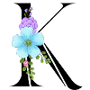 Elegant letter 'K' with flowers