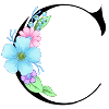 Elegant letter 'C' with flowers
