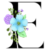 Elegant letter 'E' with flowers