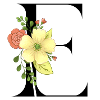Elegant letter 'E' with flowers