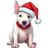 Bull Terrier with Santa Hat