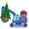 Excavator Christmas Blue