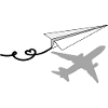 Papierflugzeug mit Flugzeugschatten