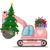 Excavator Christmas Pink