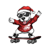 Bull Terrier Chien Noël Skateboard
