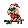 Cocker Spaniel Chien Noël Skateboard