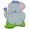 Elephant Painter Brush Painting