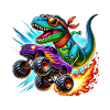 Adventurous dinosaur on monster truck