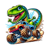 Eventyrlysten dinosaur på monstertruck