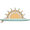 Surfboard mit Sonnenuntergang