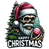 Weihnachtsmann Skull mit Christbaumkugel
