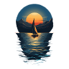 Sailboat Sunset on Lake Landscape