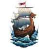 Bateau-dragon viking en haute mer