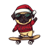 Pug Dog Christmas Skateboard