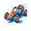 Bunte Seifenkiste Retro Polygon Racer