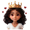 Jolie fille avec couronne et coeur