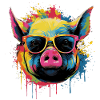 Funny piglet with sunglasses