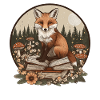 Cottagecore Fox med bøger