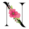 Elegant letter 'T' with flowers