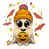 Cheerful ghost with Halloween flair