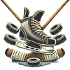 Hockey Skates Sticks Illustration