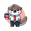 Office Otter with Coffee