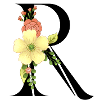Elegant letter 'R' with flowers