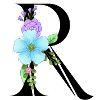 Elegant letter 'R' with flowers
