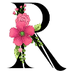 Elegant letter 'R' with flowers