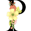 Elegant letter 'P' with flowers