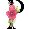 Elegant letter 'P' with flowers