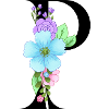 Elegant letter 'P' with flowers
