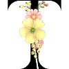 Elegant letter 'T' with flowers