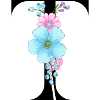 Elegant letter 'T' with flowers