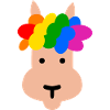 Llama with rainbow hairstyle
