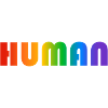 HUMAN rainbow text