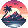 Retro Insel Sonnenuntergang