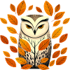 Owl and autumn leaves