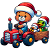 Bamse som julemanden med traktor Frøand
