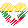 Myanmar Flag Heart Design