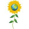 Planet Erde und Sonnenblume