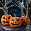 Halloween atmosphere three pumpkins