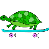 Turtle rides skateboard
