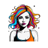 Eine Frau mit Bunte Harre